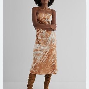 Express Elegant Brown Strapless Dress